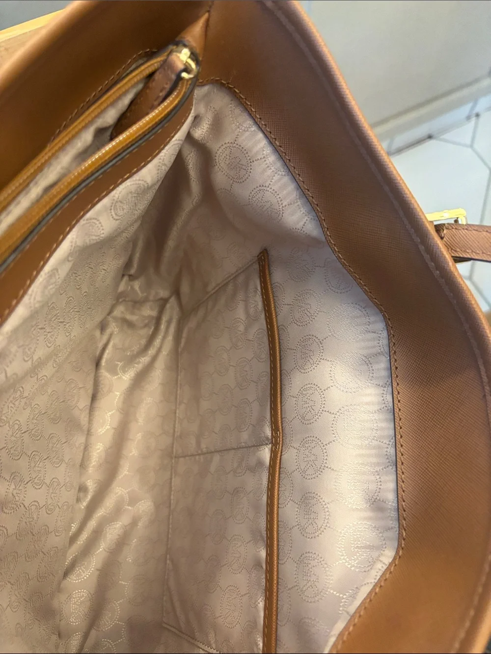 Michael Kors Taupe and Brown Leather-Trim Tote - Picture 2 of 6
